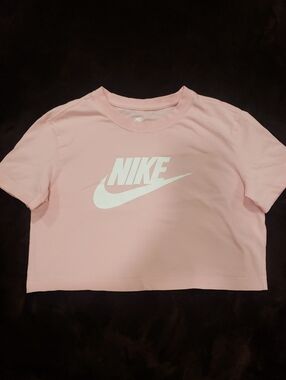 Nike Pink Crop Tee with White Logo